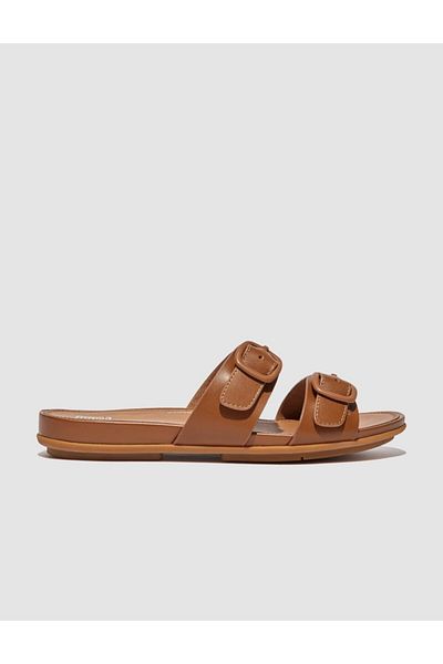 Fitflop Gracie FV1 - شبشب نسائي بلون أسمر، تصميم بإبزيم مزدوج