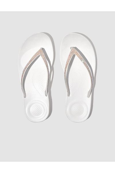 Fitflop Iqushion Sparkle R08 - Slapi albi pentru femei