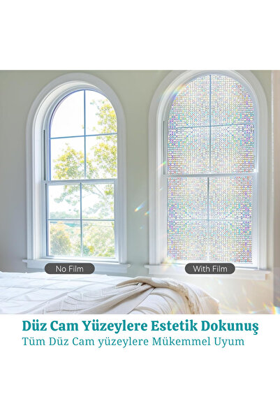 TechnoSmart 60cmx100cm Buzlu Desenli Cam Kaplama Filmi Statik Duşa Kabin Ofis Dekorasyon Folyo