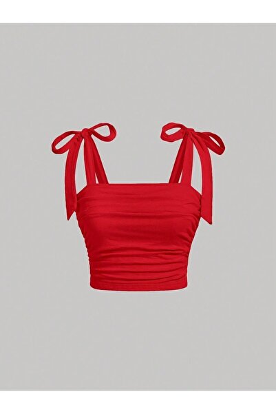 MEREN LİKE YOUR SYLE Fundă roșie Summer Wide Sling Top Crop