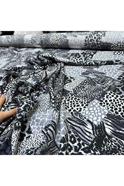 Yaren Ülker İthal Viskon Kumaş %100 Pamuk Dökümlü Çift En Zebra & Leopar Dese...