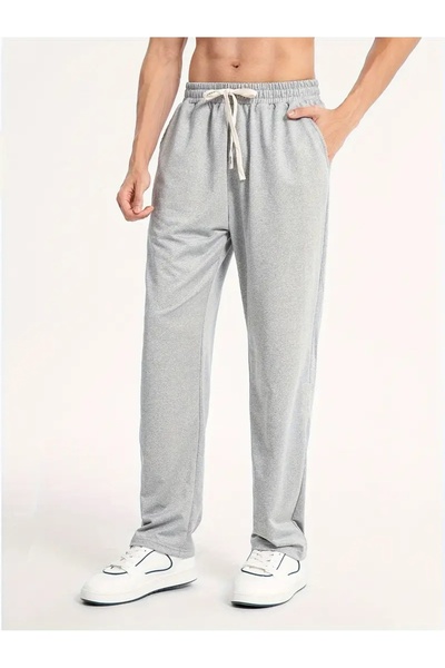 CAONNES بنطال رياضي رمادي مريح للرجال مقاس كبير - بنطال فضفاض بأرجل مستقيمة 5...