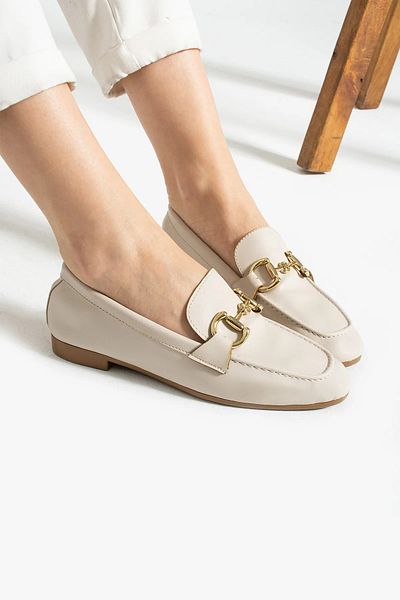 innsteal Metal Buckle Detailed Leather Loafer Casual Women's Shoes