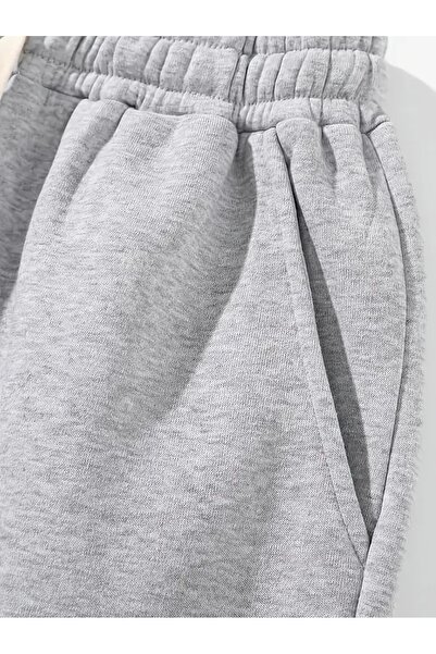CAONNES Erkek Gri Düz Paça Baggy Büyük Beden Kalıp Rahat Giyim Eşofman Altı Spor Giyim Pantolon hgjg4