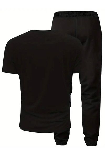 Medinenur Believe Text Printed T-shirt Φούτερ Jogger Comfortable Fit Μαύρο Σετ φούτερ