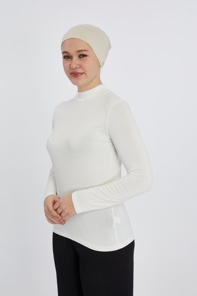 manolyaşal islamic hijab Organic Women's Body with Lightweight Long Sleeve Turtleneck - Ecru