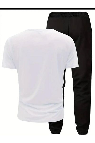 Medinenur Set de trening Jogger negru cu imprimeu City View - Potrivire confortabilă