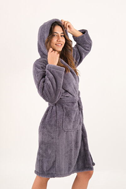 Dotamess Hooded Wellsoft Plush Dressing Gown Home Wear