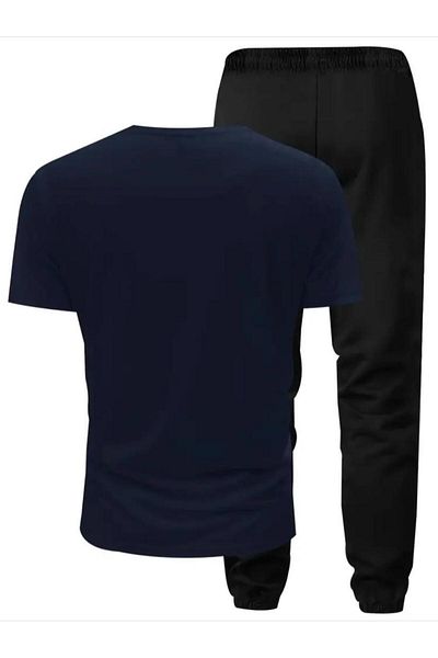 Medinenur Believe Text Printed T-shirt Φούτερ Jogger Comfortable Fit Μαύρο Σετ φούτερ