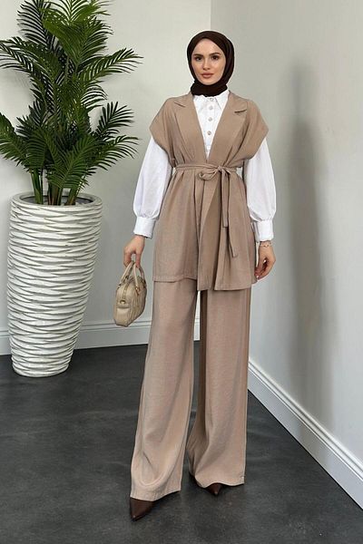 MERVEN AKYÜZ Σετ παντελόνι Calandra Mink Vest