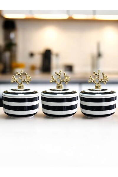 ferayhome إكسسوارات المطبخ رف توابل الإفطار طقم 3 قطع طقم أسود كلاسيكي زيبرا ...
