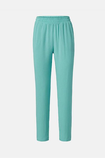 Tchibo Women Pull On Solid Trouser Pants, Turquoise