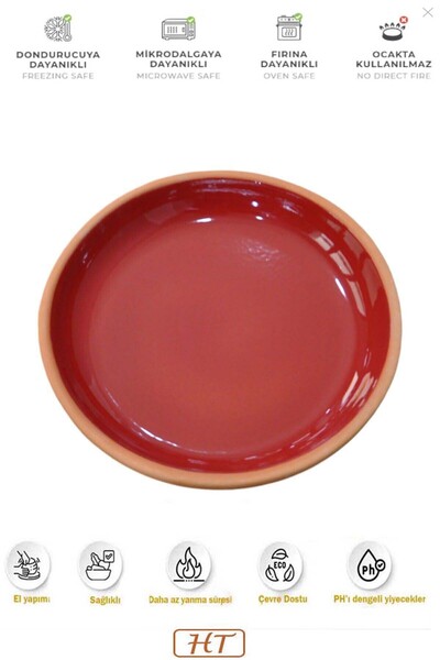 HerşeyTopraktan Toprak Sırlı Yuvarlak Güveç Tepsi 30 Cm 5-6 Kişilik