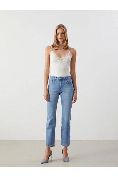LC Waikiki Blugi LCW Pantaloni Jean de damă cu croială dreaptă