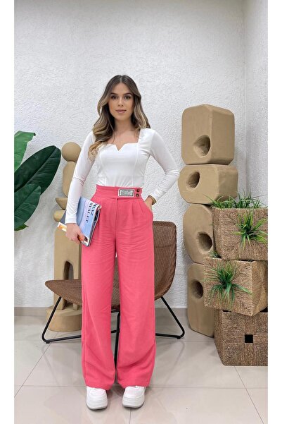 Nazline ŽENSKO Kaiš DETALJNO PLISIRANO BO Široke nogavice ZUN PANTALONE