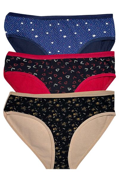 Gizli Butik Γυναικείο βαμβακερό εσώρουχο 3 τεμαχίων με σχέδιο πολύχρωμο