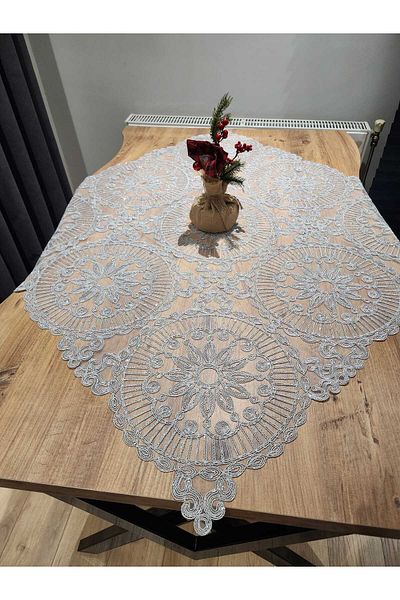 Tekstilife Silver Glitter Lux Lace 95X95 Gray