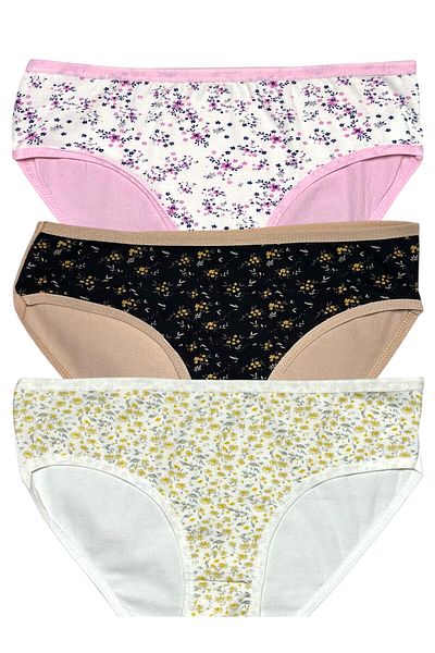 Gizli Butik Chiloți Bato din bumbac cu model, 3 piese, multicolori