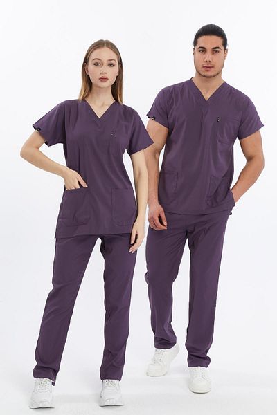 Çatı Medikal Happiness Basic - Costum de tricou Lycra Doctor Nurse Scrubs, Uniformă chirurgicală (UNISEX), Rose Ku