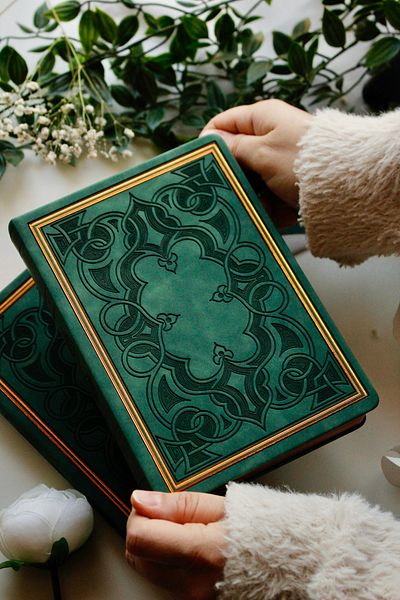 Nova Crafts Green Embossed Book Like Notebook - Gilded Cover and Edge