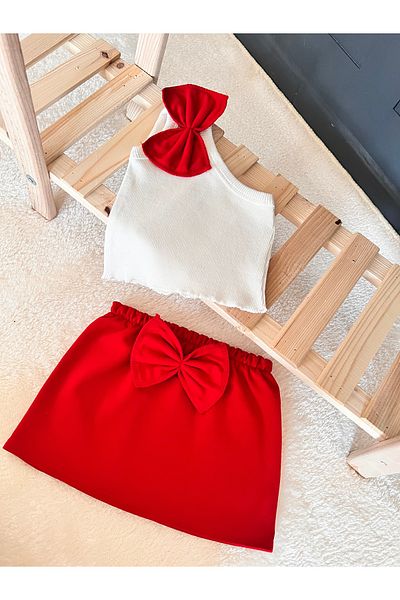 BAHNUR Single Sleeve Crop Skirt and Top Set - Baby Kids Summer Suit
