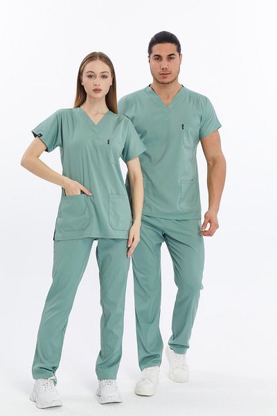 Çatı Medikal Happiness Basic - Costum de uniformă pentru medic și asistentă UNISEX din Lycra, uniformă și costum chirurgical