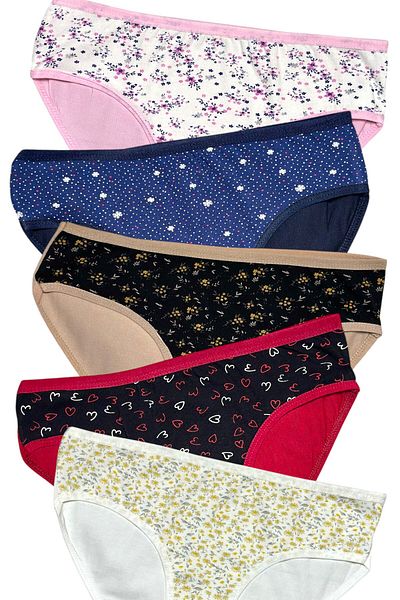 Gizli Butik Chiloți Bato din bumbac cu model, 5 piese, multicolori