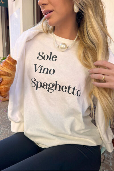 Jose Clothing تي شيرت Naica كبير الحجم بأكمام قصيرة وطبعة ذاتية