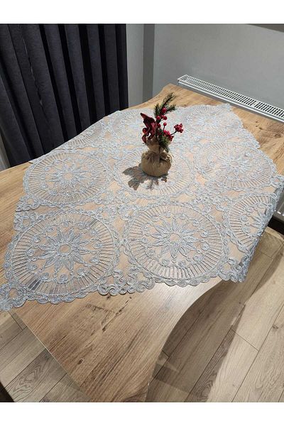 Tekstilife Silver Glitter Lux Lace 95X95 Gray