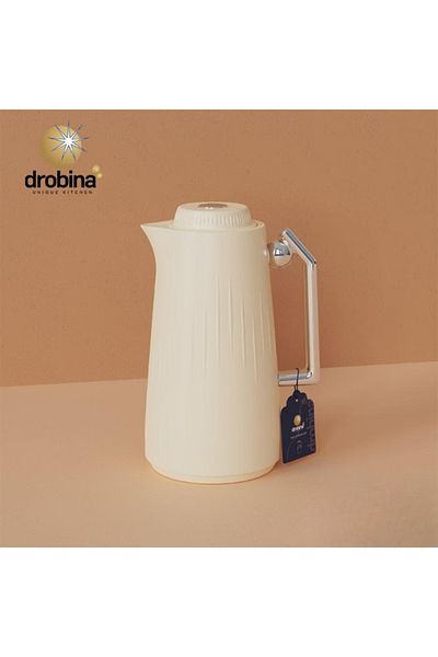 drobina Plastic Tea & Coffee Flask 1 Liter cream drobina silver handle