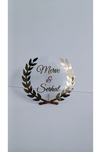 Şeyma Organizasyon & Lazer Nişan Söz Yapraklı Şeffaf Pleksi Masaüstü İsimlik