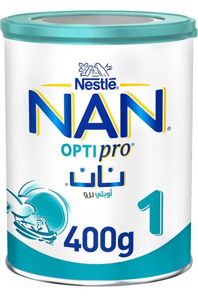 NAN نستله 1 أوبتيبرو، تركيبة غذائية للأطفال حتى عمر 6 أشهر، علبة، 400 جرام