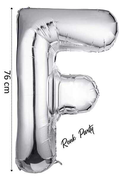renk party Folyo Balon F Harfi Helyum Balon 76 Cm Gümüş Renk - F Harf Balon -...