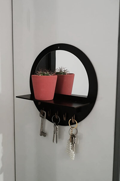 AHWART Dekoratif Pleksi Aynalı Raflı Anahtarlık Askısı Anahtar Düzenleyici