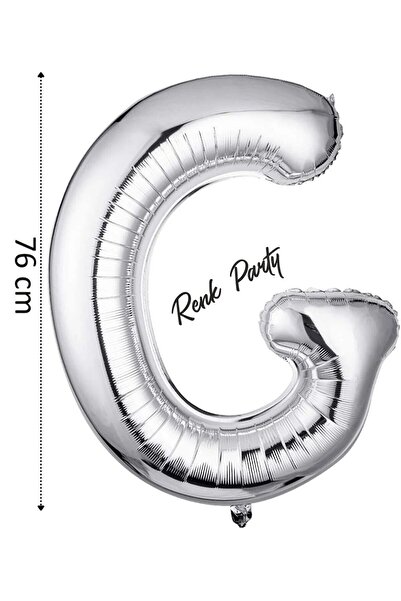 renk party Foil Balloon Letter g Helium Balloon 76 cm Silver Color - Letter g...