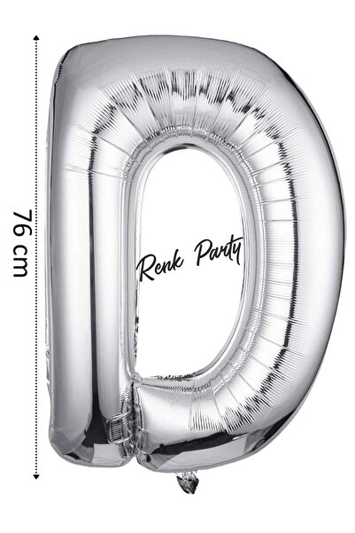 renk party Foil Balloon Letter D Helium Balloon 76 cm Silver Color - Letter D...