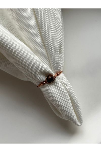 PelvedDesign Minimal Turtle Eye Stone Adjustable Copper Wire Ring
