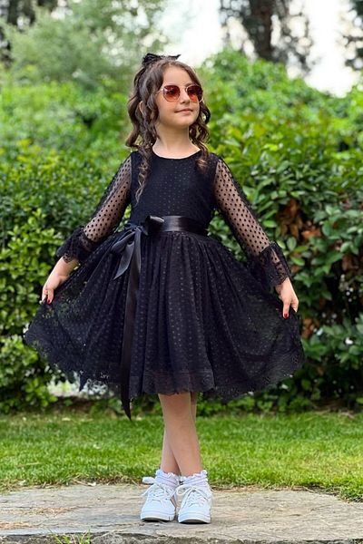 ABİYEKİDS Model prințesă rochie de seară neagră pentru copii 23 aprilie și rochie de absolvire ABY0001