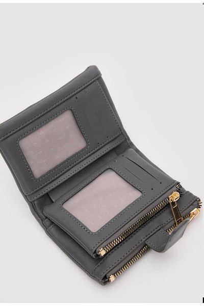 LEXA Double Zipper Soft Gray Women's Wallet