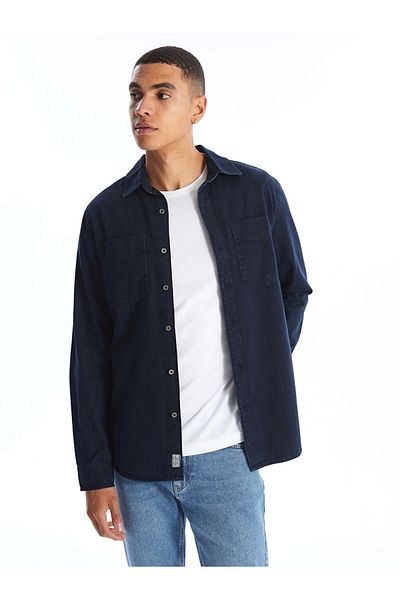 LC Waikiki Blugi LCW - Cămașă cu mânecă lungă pentru bărbați Dark Rodeo Slim Fit