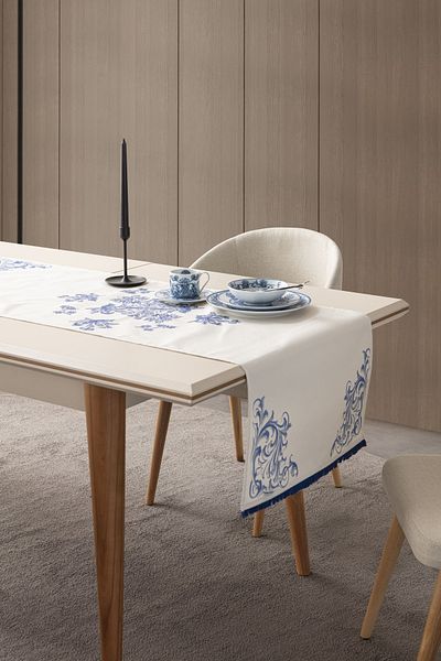 SWITA Blue Dreams Premium Duck Linen Runner - Seria 45x140 rezistentă la pete