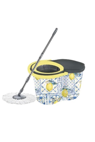 abnturk Mikrofiber Temizlik Seti Dönerli Mop Kovası Uzatılabilir Metal Saplı ...