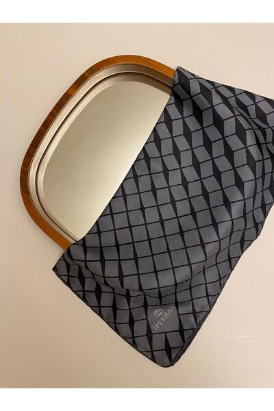 İpekhan Λεπτό κασκόλ με μοτίβο από βαμβακερό κύβο