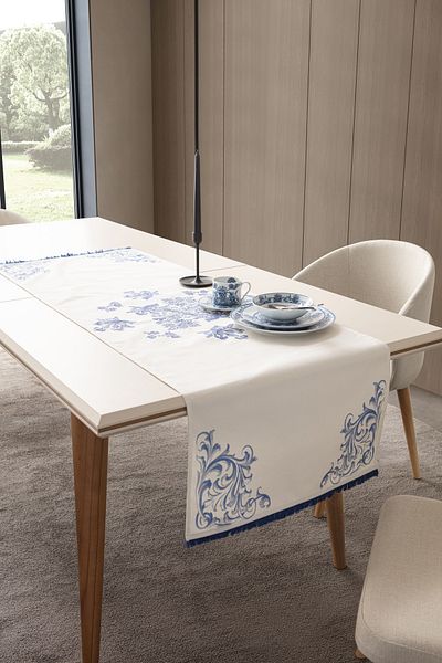 SWITA Blue Dreams Premium Duck Linen Runner - Seria 45x140 rezistentă la pete