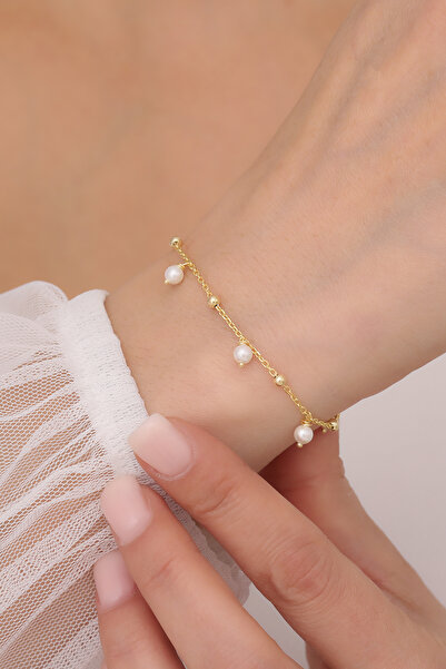 VAOOV 925 Ayar Gümüş Sallantılı İnci Bileklik