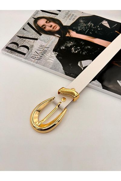 MODAM HİFA Bridge Gold Women's Belt Trouser Belt Dress Belt Shirt Belt Coat Belt