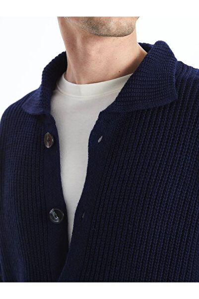 LC Waikiki XSIDE Синій стандартний крій піджак з коміром Чоловічий трикотажний кардиган