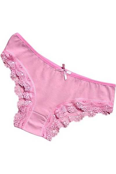 Gizli Butik 6 Pack Women's Lace Detailed Cotton Bikini Panties Pink