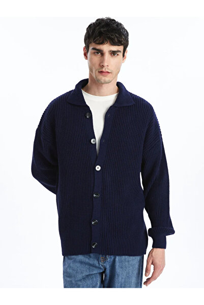 LC Waikiki XSIDE Синій стандартний крій піджак з коміром Чоловічий трикотажний кардиган