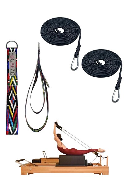 YOGAEZO 1 Çift Pilates Reformer Halatı + Pilates Reformer Elcik Straps İkili ...